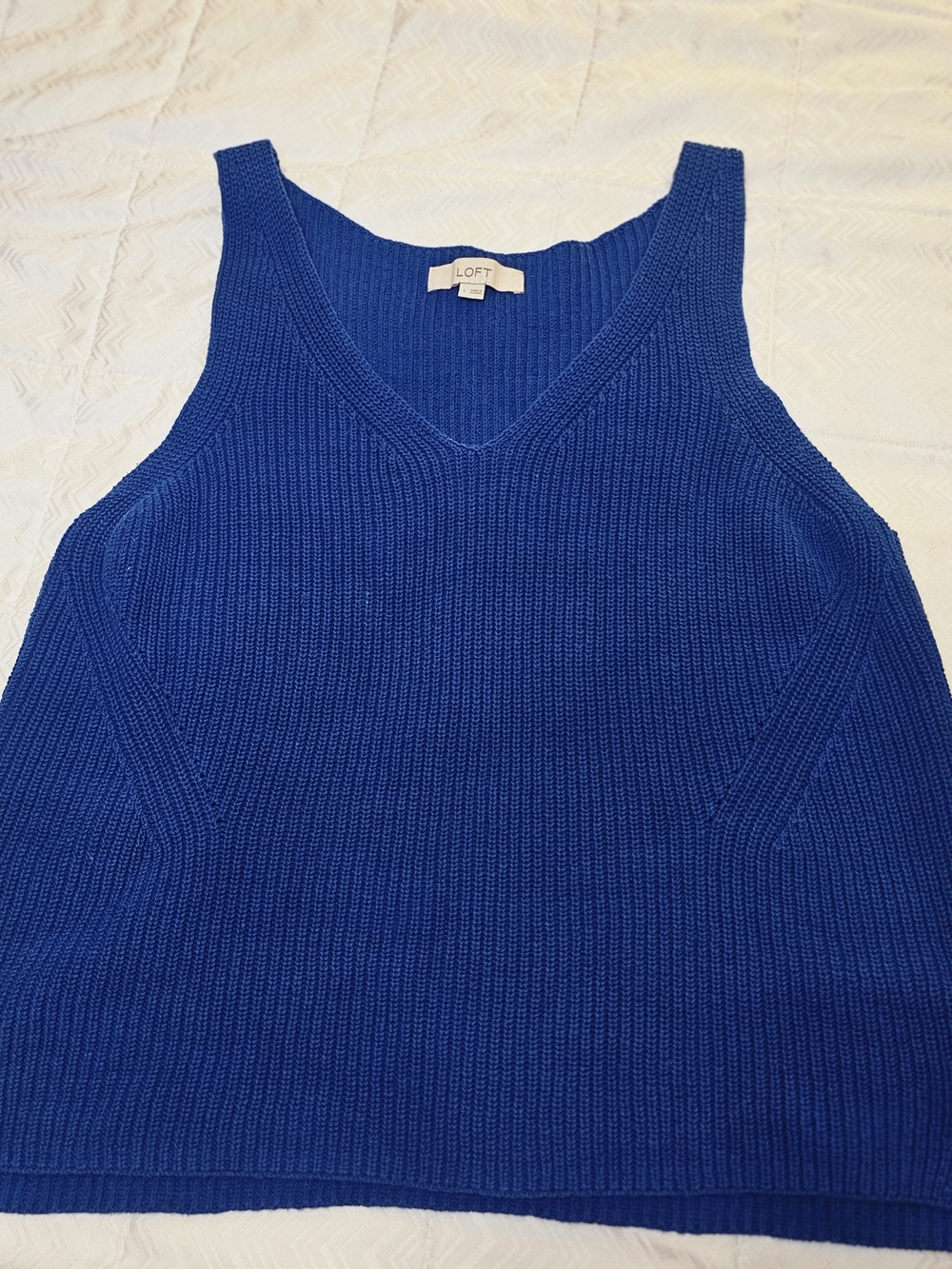 LOFT Royal Blue V-Neck Knit Tank Sweater